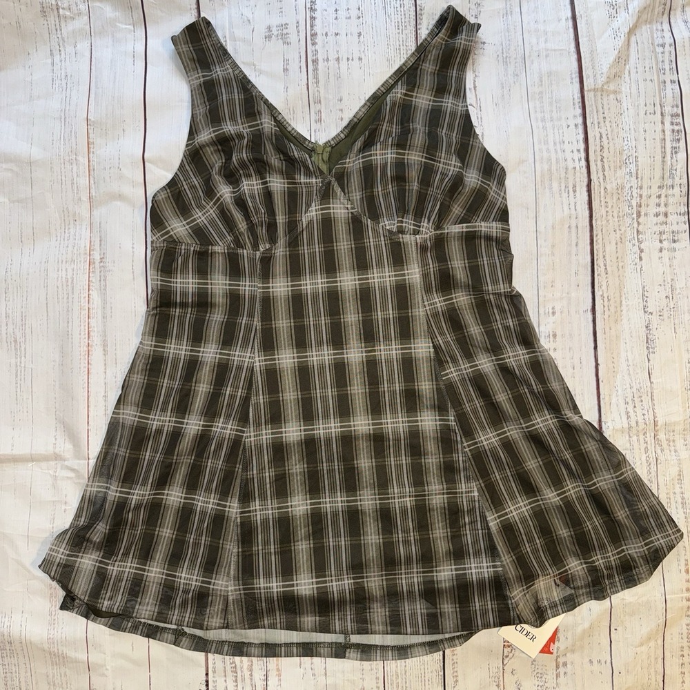 Cider Women's Green Plaid Mini Dress Size 1XL New With Tag